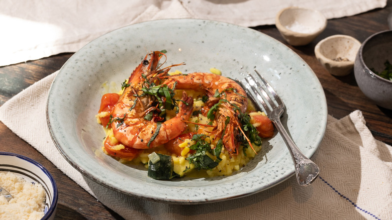 shrimp and summer vegetable risotto