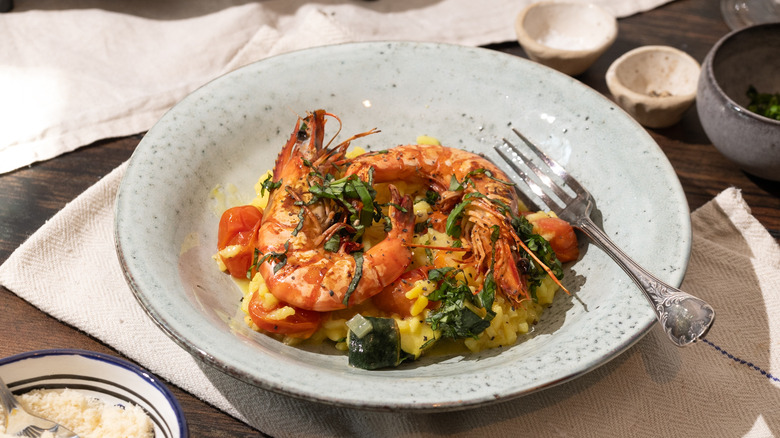 shrimp and summer vegetable risotto