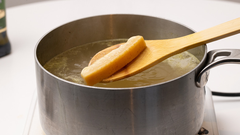 chicken stock with Parmesan rind