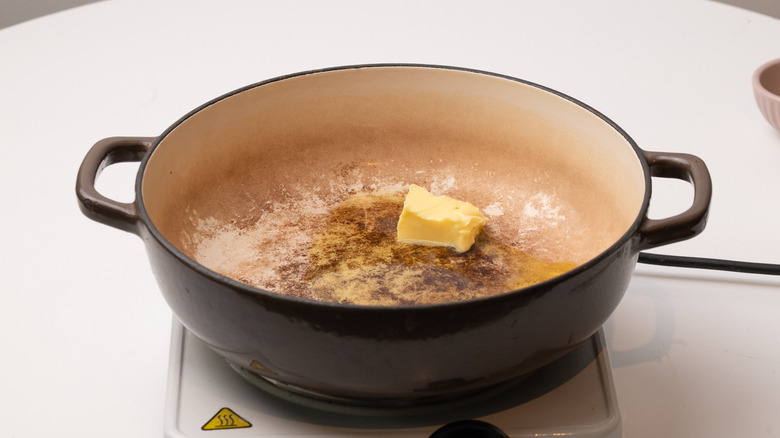 butter melting in a pan