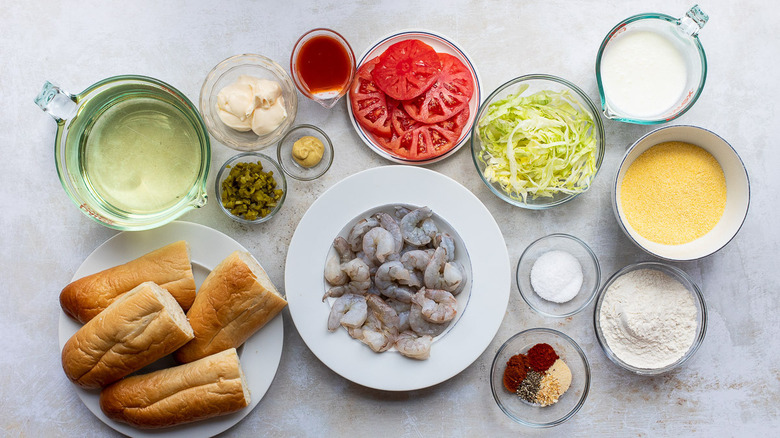 ingredients for shrimp po boys