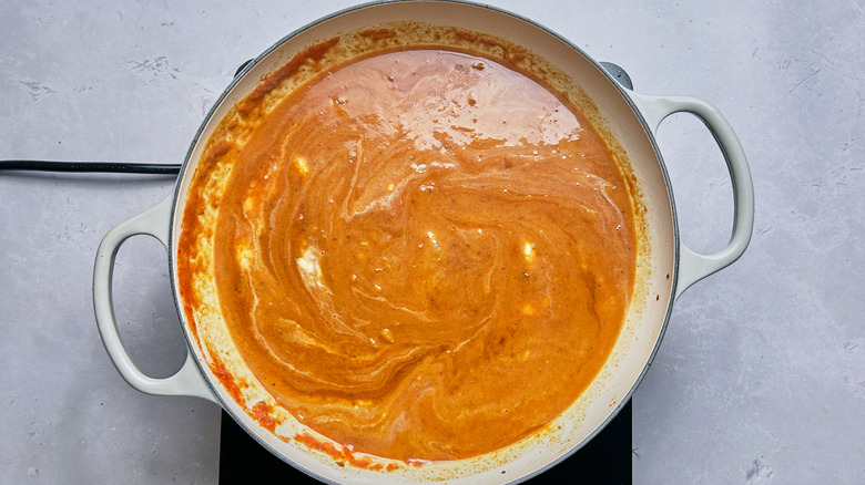 curry sauce in a skillet