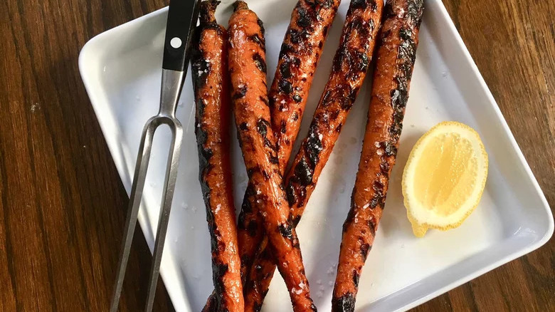 grilled carrots on plate