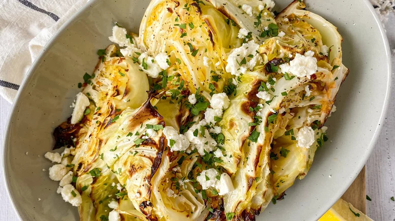 cabbage wedges with feta
