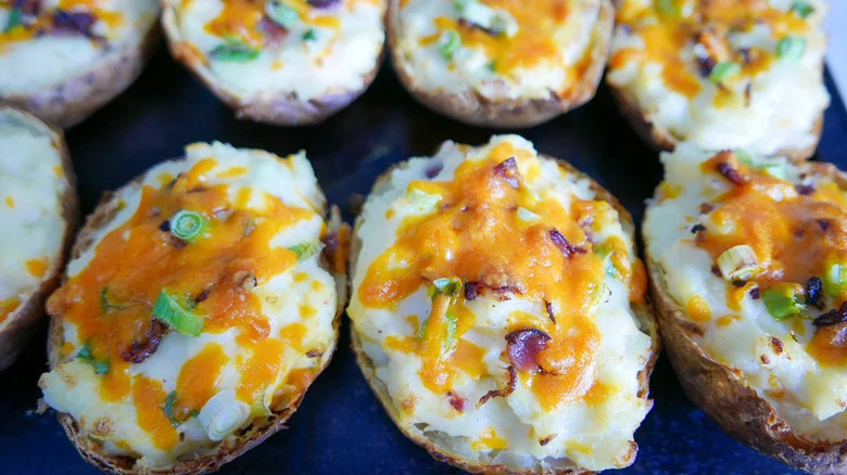 rows of twice baked potatoes