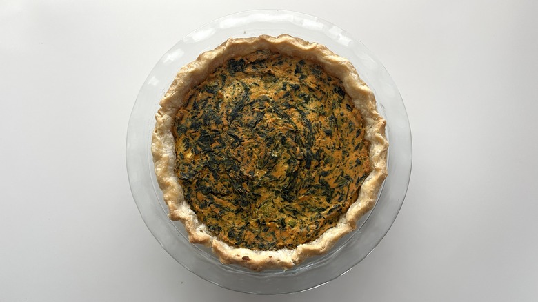 Sigeumchi Namul-Inspired Vegan Quiche baked and golden brown