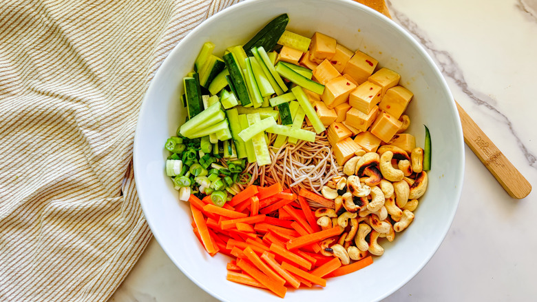 salad ingredients in bowl