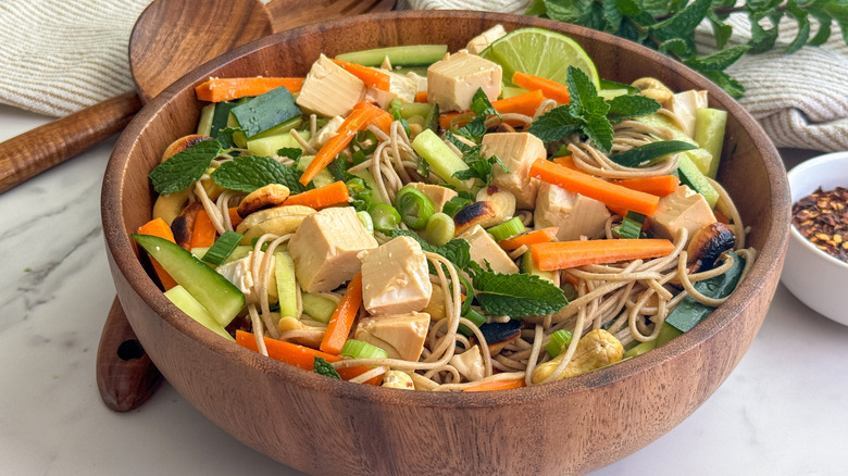 salad in wooden bowl