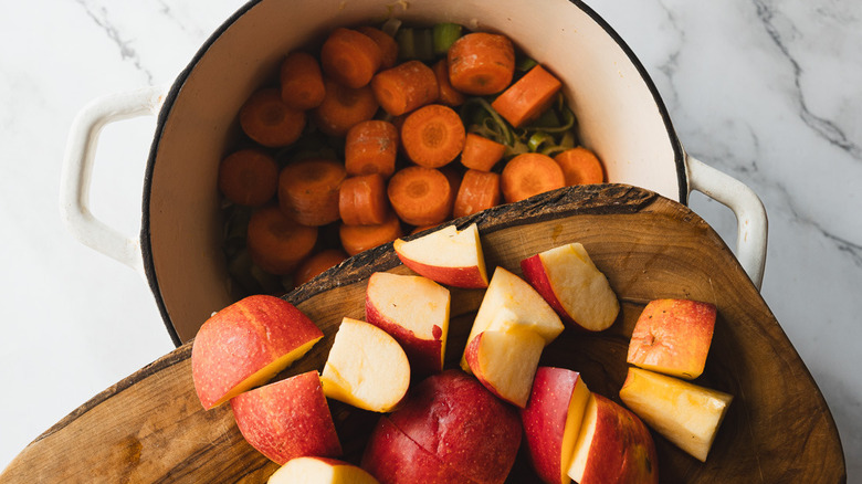 Adding apples to soup