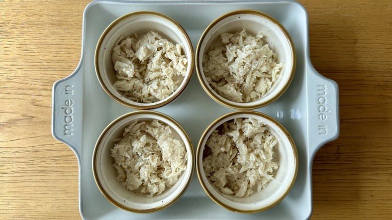 Crab meat in ramekins