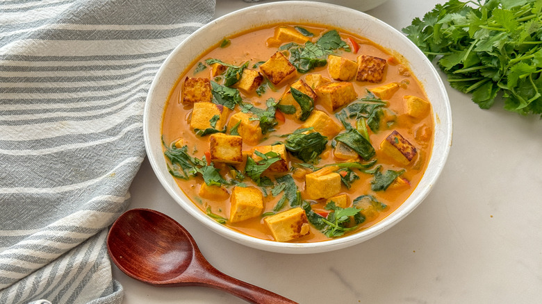 white bowl of pumpkin curry