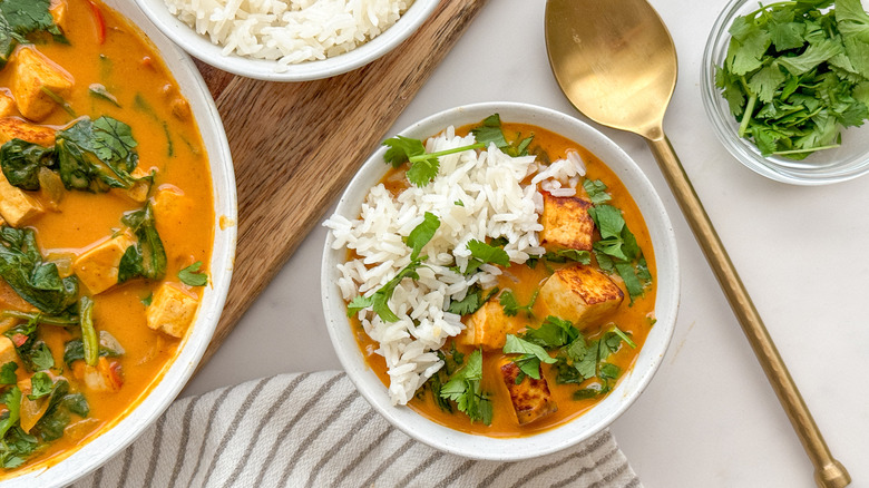 small bowl of curry with rice