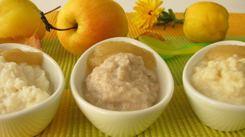 creamy applesauce in dishes