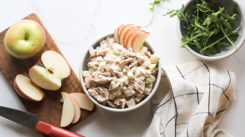 Apple tuna salad in bowl