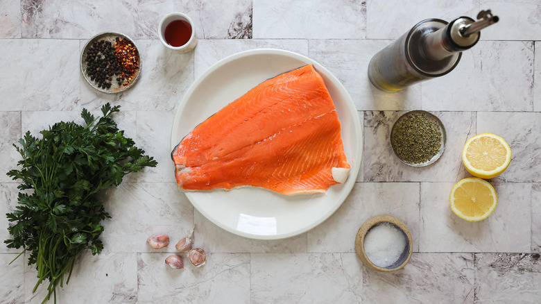 ingredients for chimichurri salmon