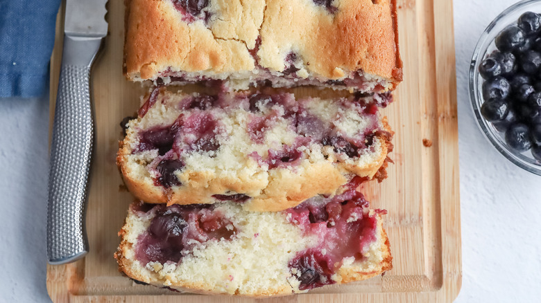 simple blueberry bread sliced 