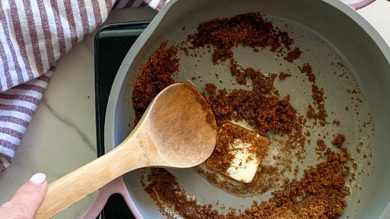 butter and sugar in small pan