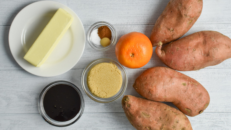 candied yams ingredients on counter 