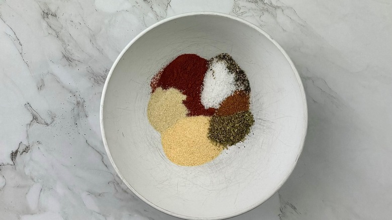 seasonings in white bowl