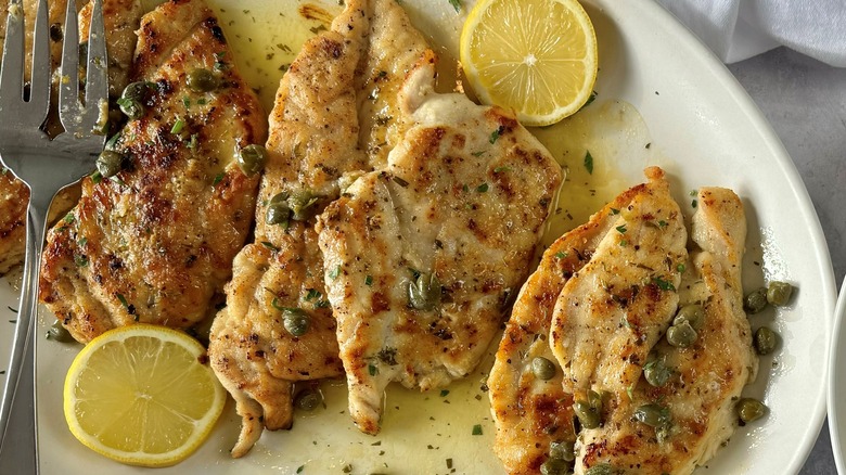 chicken scallopini on serving plate