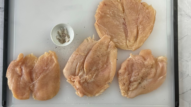 butterflied chicken with salt and pepper