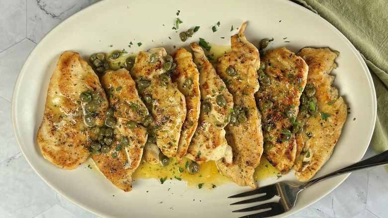 chicken scallopini on serving plate