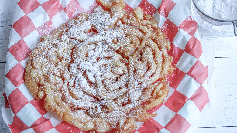 funnel cake with powdered sugar