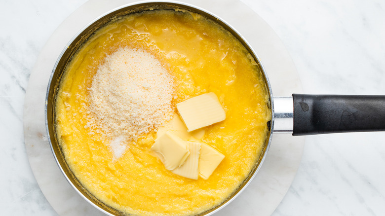 cheese and butter in polenta