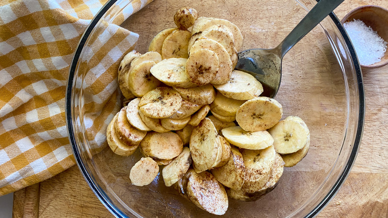 plantains in glass bowl