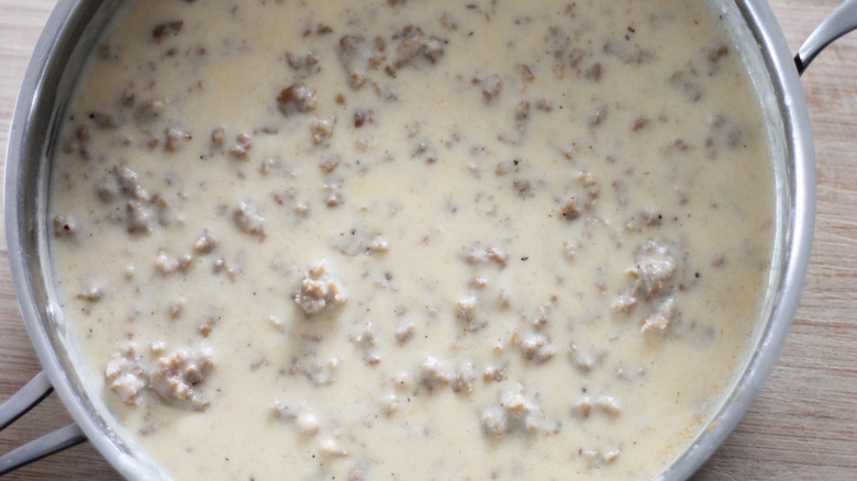 sausage gravy in skillet