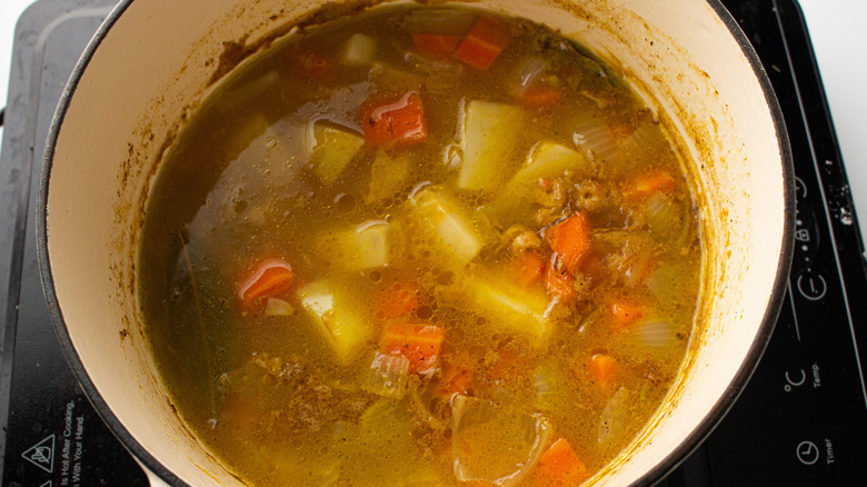 simmering soup