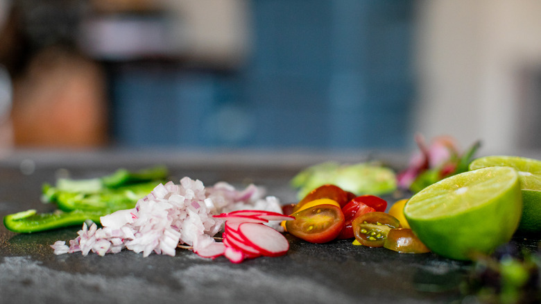 sliced and diced veggies