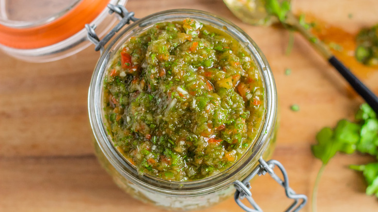 an open jar of sofrito