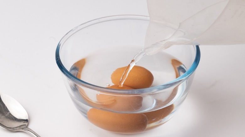 eggs in bowl of water