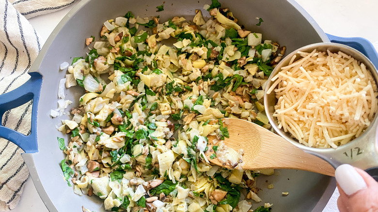 mushroom filling in a pan 