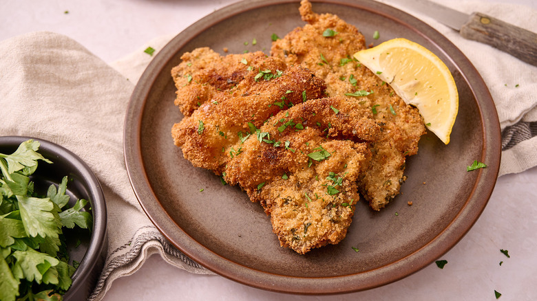 wiener schnitzel on table