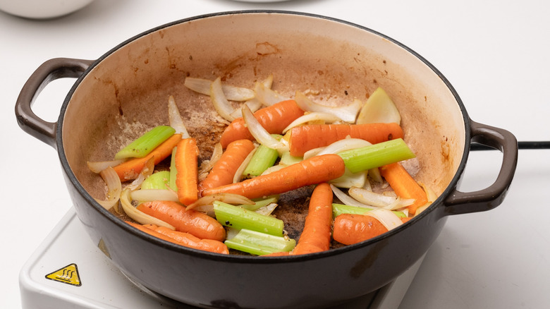 Sauteing vegetables in ovenproof pan