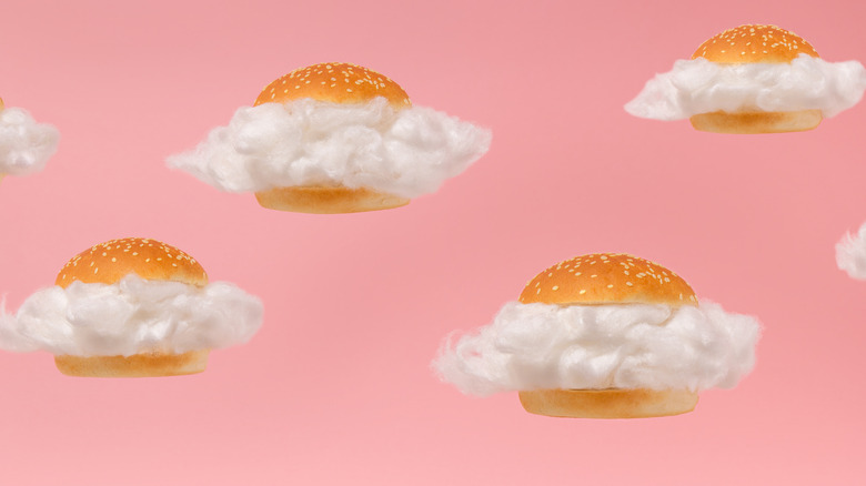 Burger buns with clouds inside