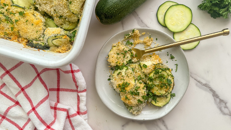 small plate of zucchini gratin