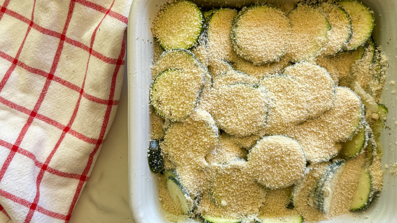 zucchini gratin ready for oven