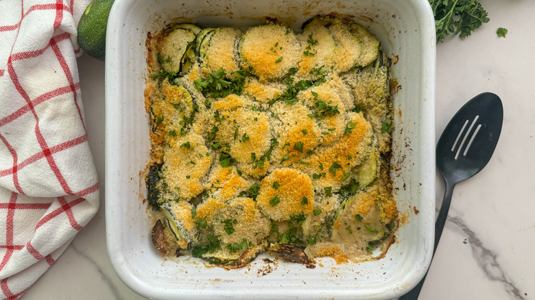 finished gratin in baking dish