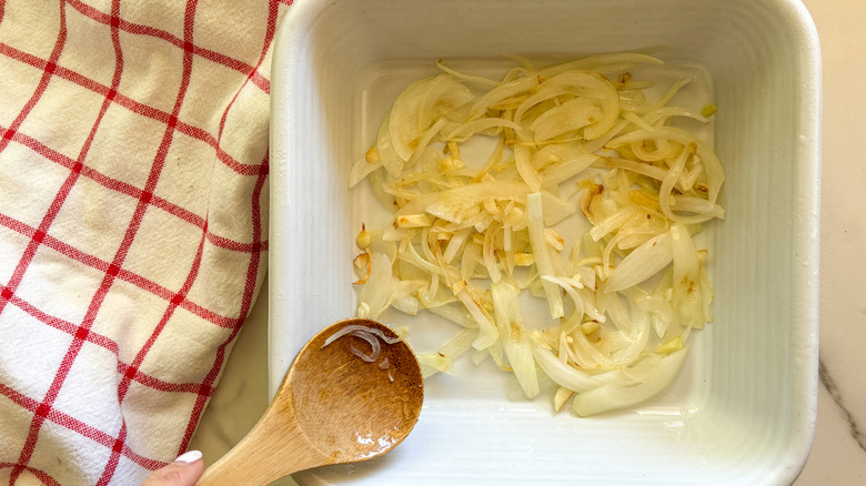 onions and garlic in dish