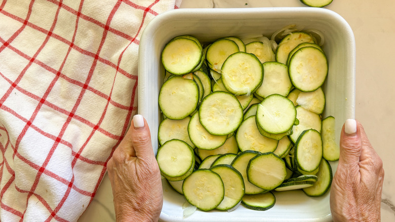 zucchini in square baking dish