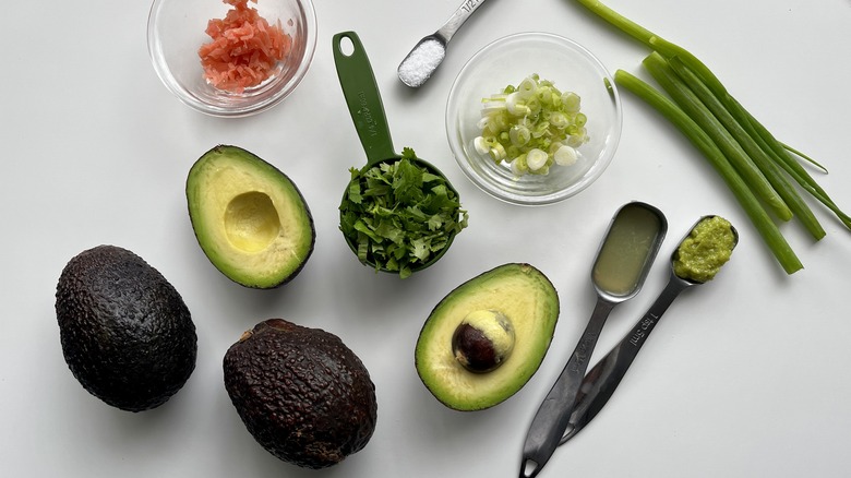 ingredients for ginger wasabi guacamole