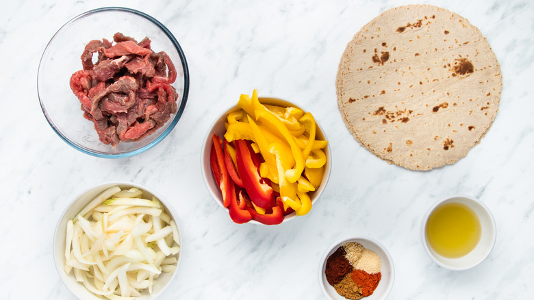 ingredients for steak fajitas