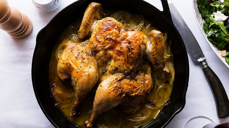 roast lemon chicken in skillet