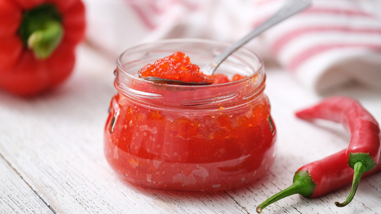 Hot pepper jelly and chili peppers