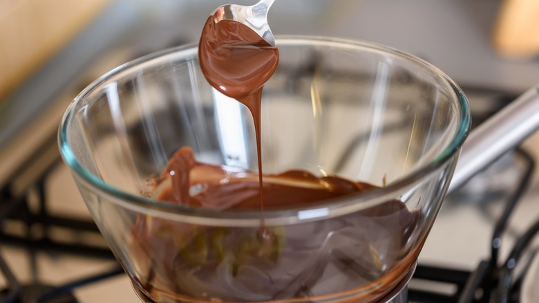 Melted chocolate in a double boiler