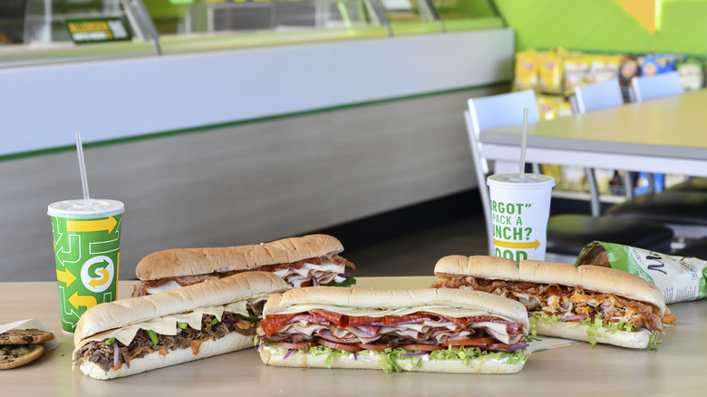 variety of subway sandwiches