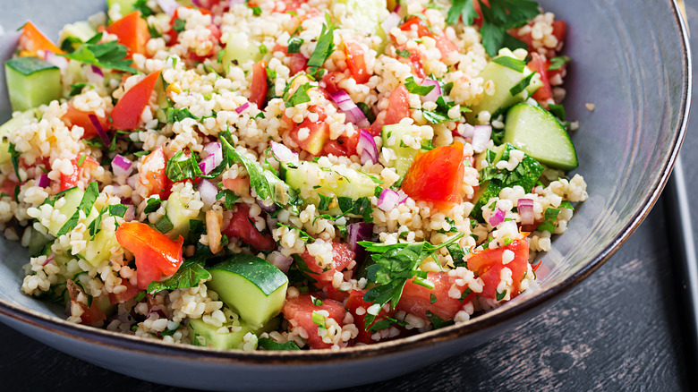 chopped salad with cucumbers and tomatoes